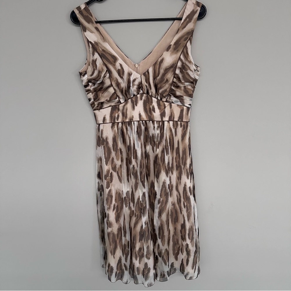 Luisa Cerano 100% Silk Leopard Print Dress Size 4